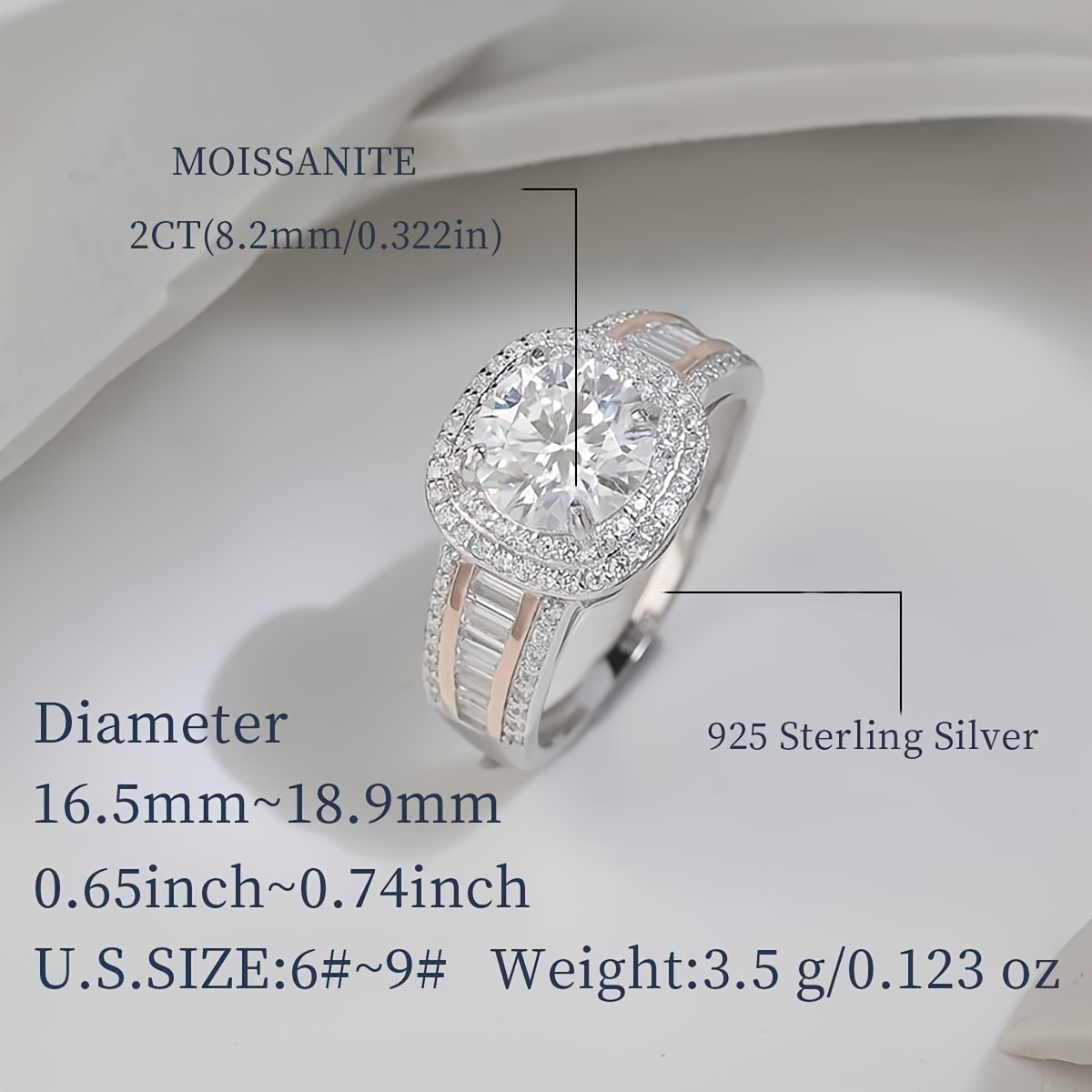 925 sterling silver 2ct moissanite hypoallergenic   belt ring for women personality elegant engagement wedding ring with moissanite certificate and exquisite gift box details 5