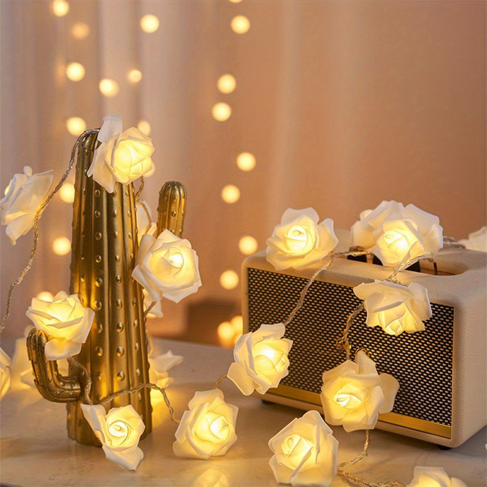 

1pc, Led Roses String Lights For Valentine's Day, Battery Powered Led String Lights, Outdoor Indoor String Lights For Indoor & Outdoor, Party, Wedding And Holiday Decorations New Year