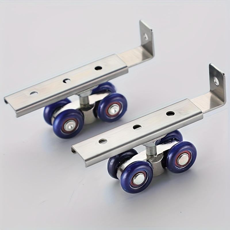 2pcs/set 4-wheel Sliding Door Roller With Rail Track Pulley - Easy And Smooth Operation For Home And Room Sliding Doors
