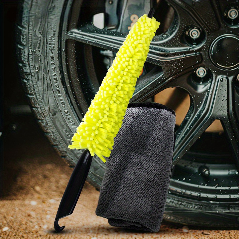 

Car Detail Cleaning Brush Microfiber Dry Towel Car Wheel Cleaning Kit 11.42inch Washing Brush For Rim Car Wash Tools Accessories