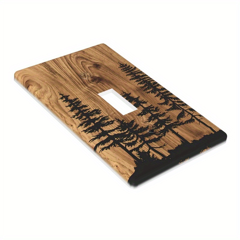 Metal Light Switch Plate Outlet Cover Wood Tree Grain Wallpaper