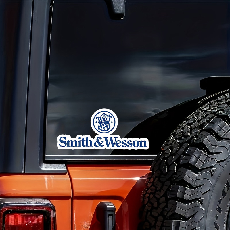

Smith And Wesson Blue Slogan Sticker Decal For Cars Vans Laptops Motorbikes