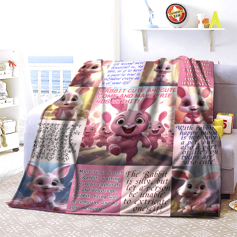 Lightweight Linen Blanket A Cute Bunny Design Perfect Temu