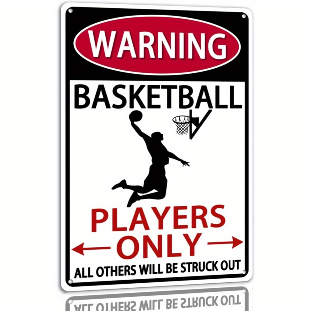 

Basketball Players Only Tin Sign Warning Vintage Metal Signs Funny Decoration Poster For Cafe Kitchen 8x12 Inch