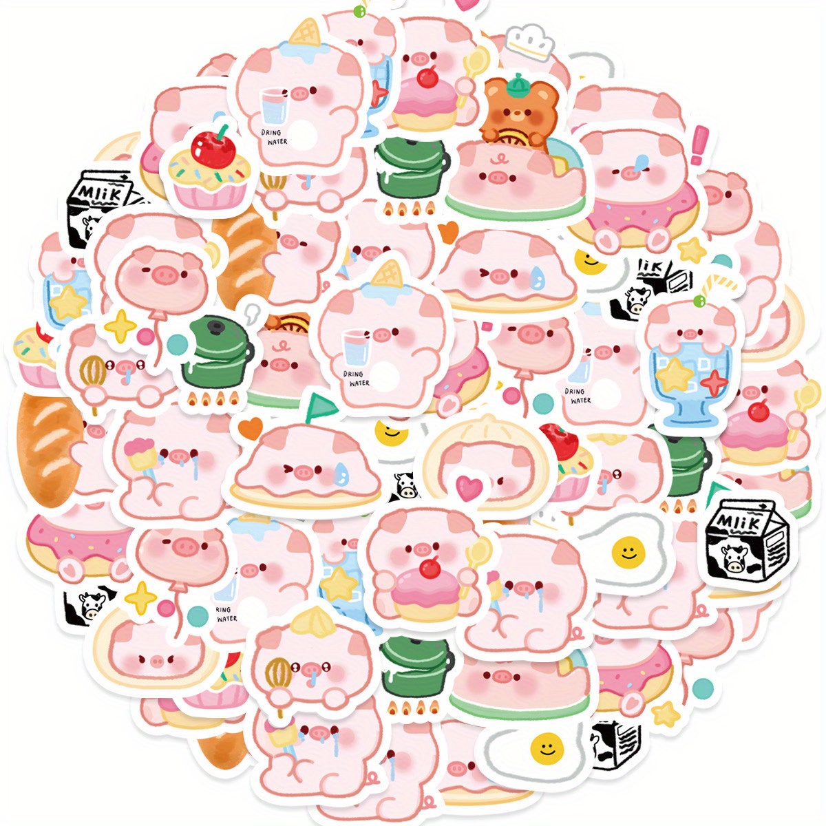 Kawaii Pig Stickers - Journaling Stickers - Cute Pig Stickers [40 pc]