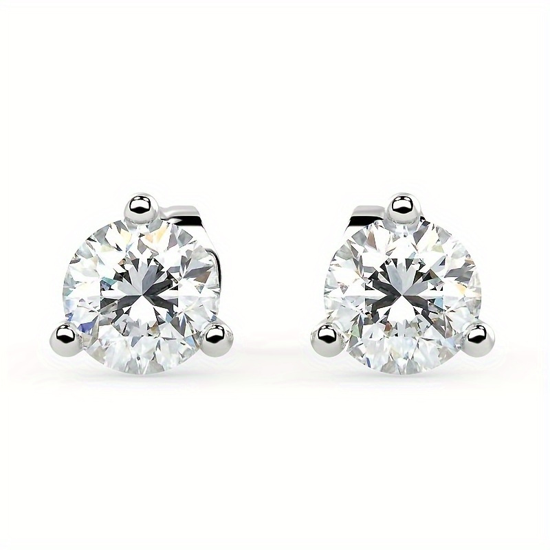 

1pair 1.0 Carat/2.0 Carat/3.0 Carat Moissanite Stud Earrings For Men For Daily Wear, Ideal Choice For Gifts