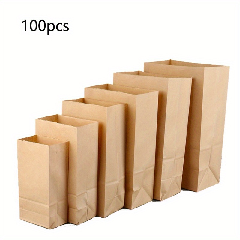 

Value Pack 100pcs Paper Bags, 4 Sizes, Wedding Gift Bags, Candy Bags, Bread Snack Gift Packaging Bags For Shops