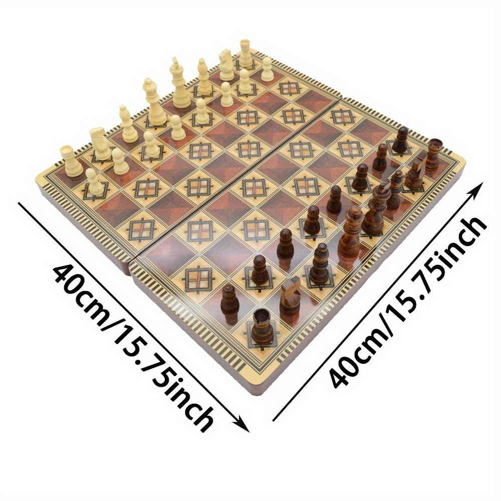 3-in-1 Brett Mehrere Modi Luxus Ritter Dame Schach Backgammon