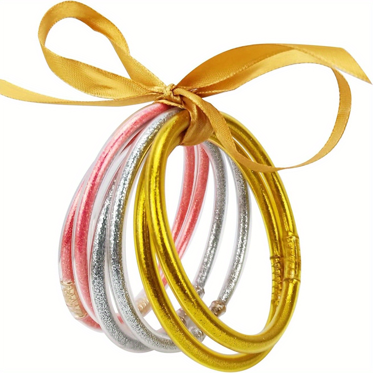 Creative Style Glitter Filled Bangles Waterproof Plastic - Temu