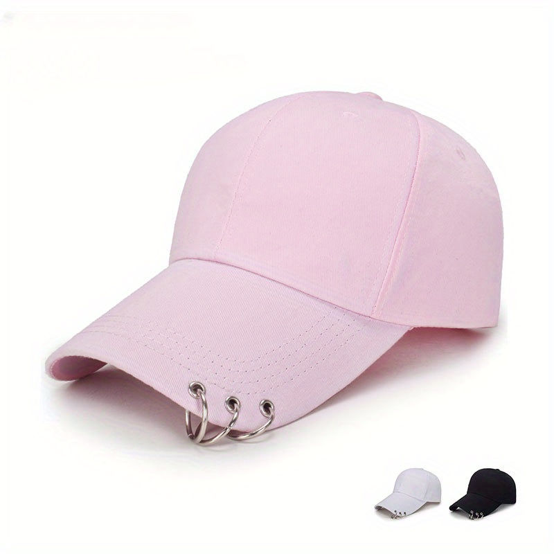 

1pc Spring Summer Baseball Cap, Men's And Women's Trend Hanging Ring Hat, Casual Sun Hat With Iron Ring