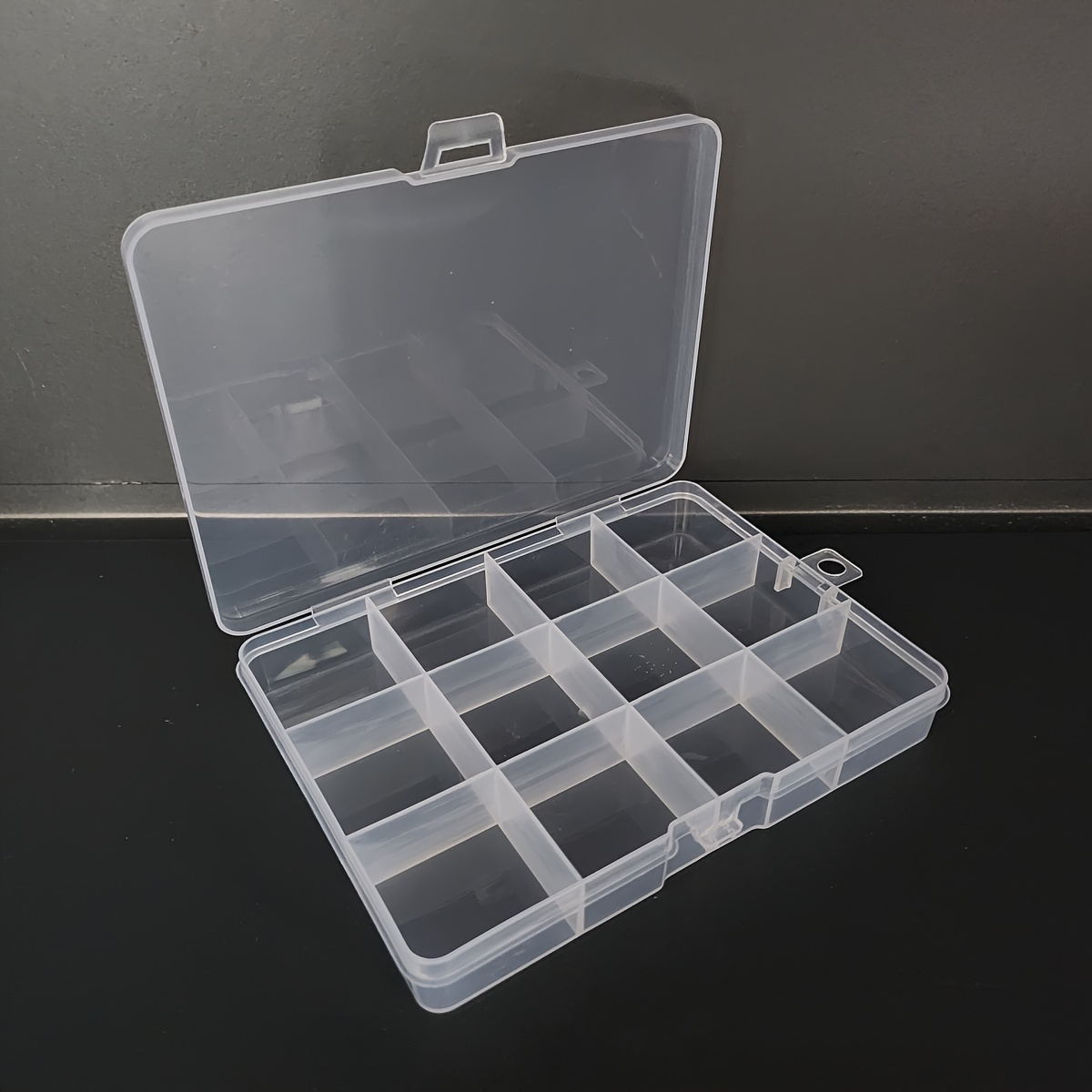 1pc Transparent Storage Box 15 Grids Detachable Sewing Box Plastic Fishing Tackle  Box Cosmetic Jewelry Storage