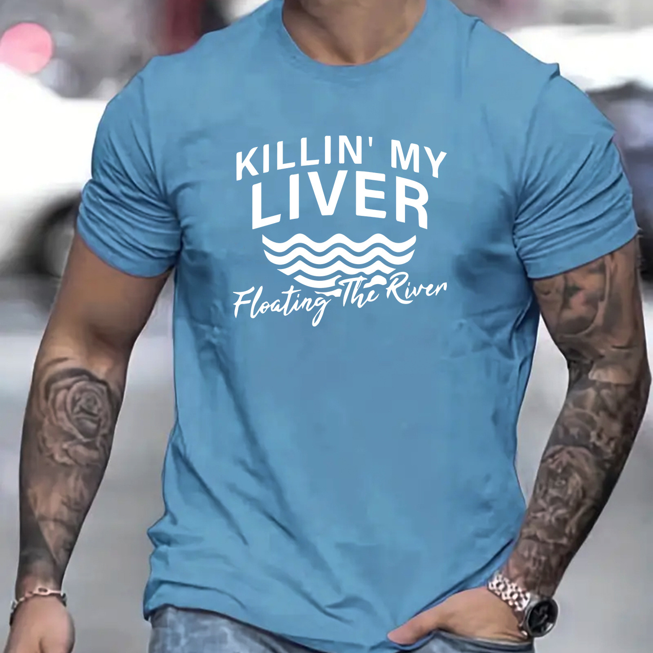 

Killin' My Liver Print T Shirt, Tees For Men, Casual Short Sleeve T-shirt For Summer