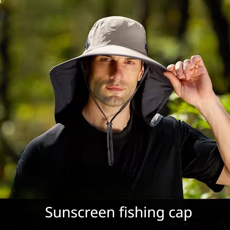 

1pc Wide Brim Sun Hat With Face Cover And Neck Flap, Uv Protection Sun Hat For Hiking Fishing