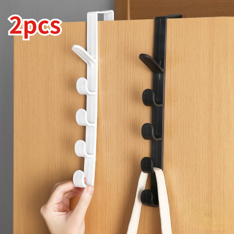 Black/ White Overe Door Hook No Punching Portable Clothes - Temu Canada