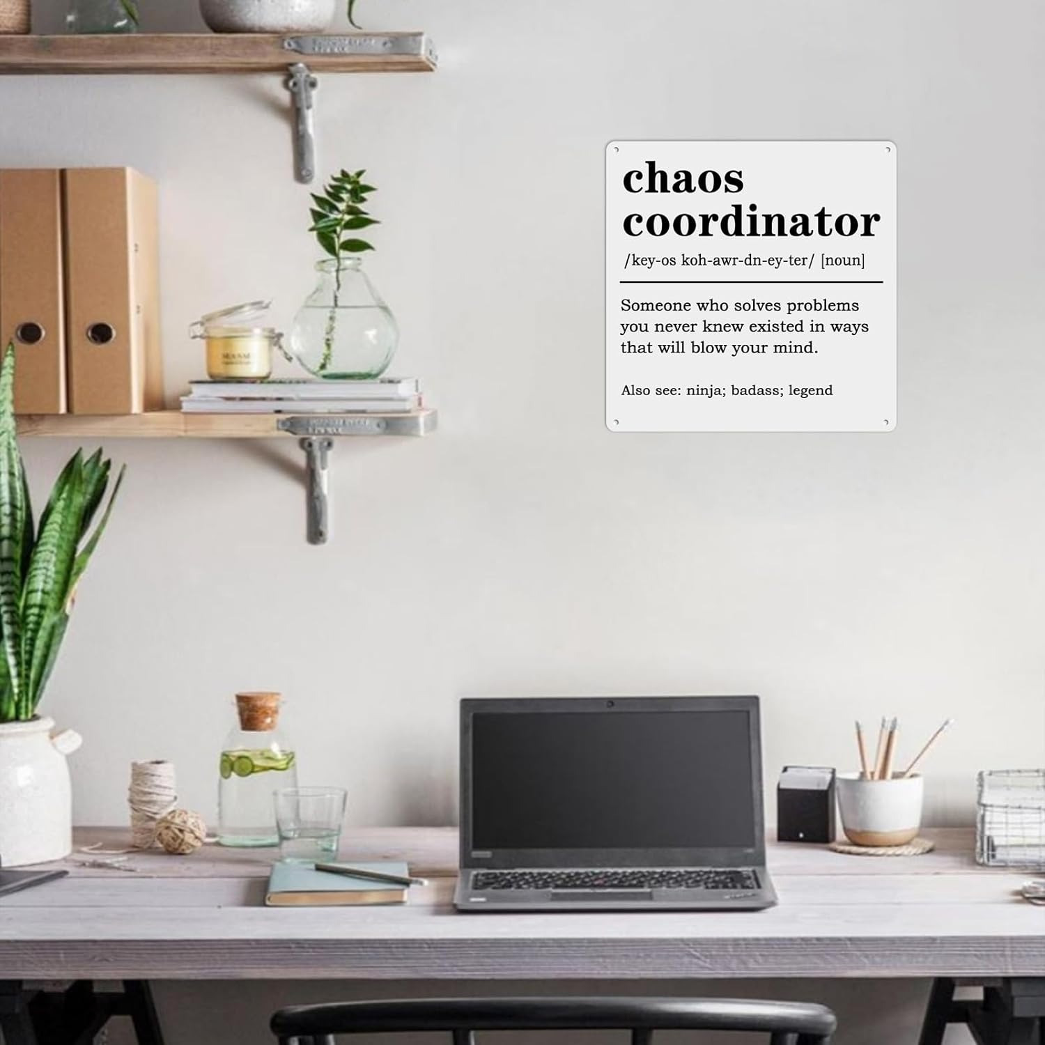 Chaos Coordinator Metal Tin Sign Funny Office Decor For Women Men Coworker  Mom Friends Boss Lady Decoration Living Room Home Office Wall Decor Table D