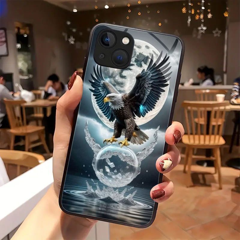 

Animal/hawk/anti-fall Tempered Glass Phone Case For 15pro Max/15pro/15plus, 14 Pro Max/14 Plus/14 Pro/14, 13 Pro Max/13 Pro/13, 12 Pro Max/12 Pro/shockproof Soft Protective Cover