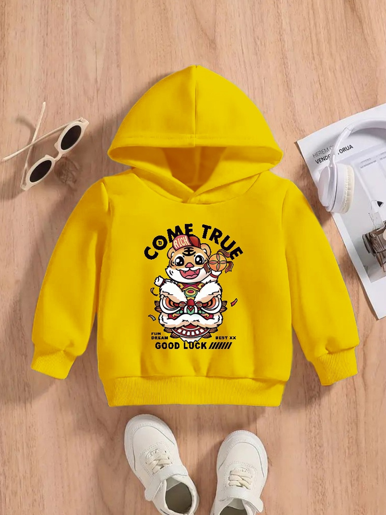 Printed Sweatshirt Good Luck Have Fun Sweatshirt Boys' Cozy