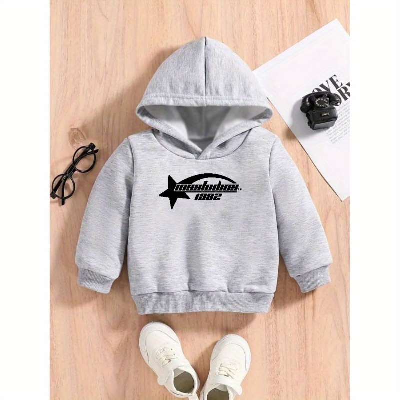 

Shooting Star Print Trendy Hoodie, Casual Long Sleeve Hooded Sweatshirt, Boy's Spring Fall Clothing