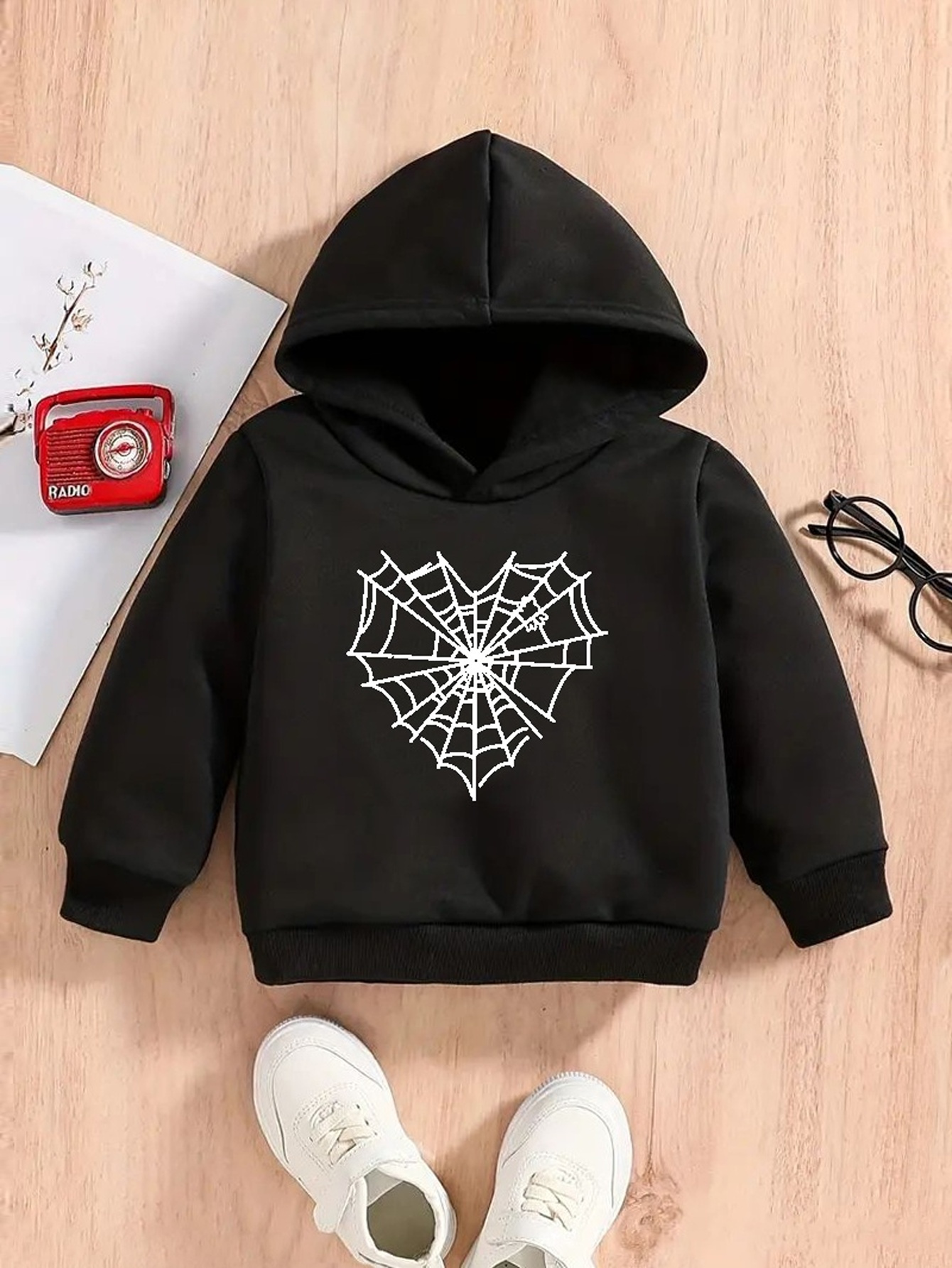 Girls Spider Net Graphic Hooded Pullover Comfy Hoodies For - Temu