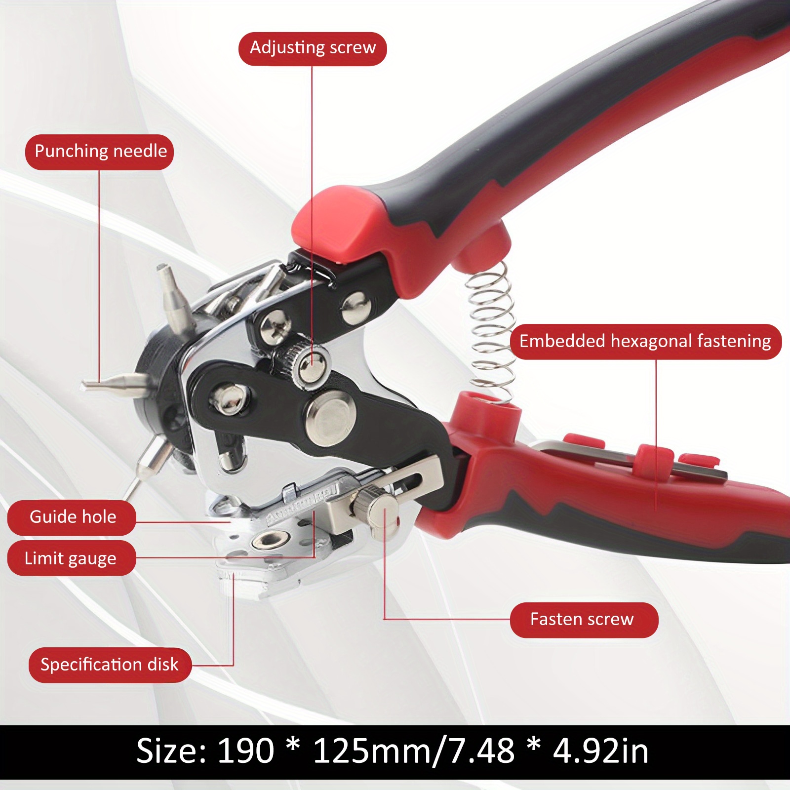 

Leather Hole Punch Tool Stainless Steel Belt Hole Puncher With 6 Holes Adjustable Hole Punch Tool Pliers With Limiter Handheld Leather Punch Tool For Fabric Belts Plastic Paper