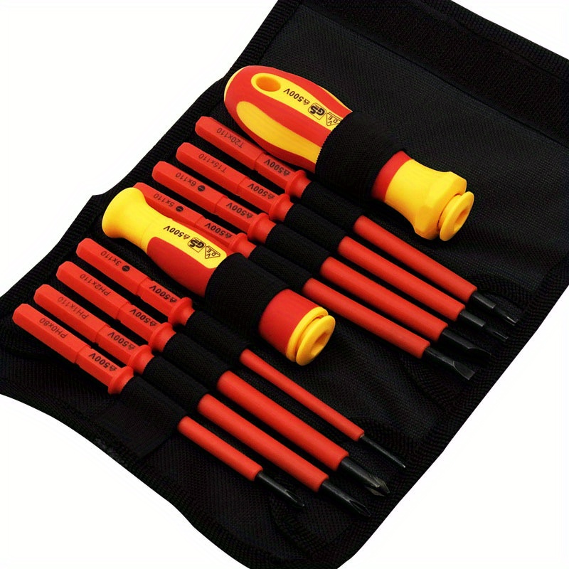 

10pcs Insulated Screwdriver Set, Torx Phillips Slotted Screwdriver, Household Repair Tool, Electrician Anti-electric Screw Combination