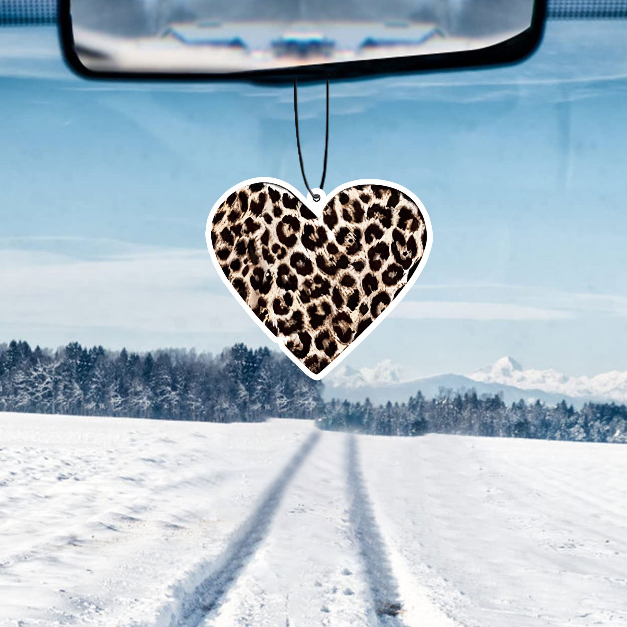 

1pc Leopard Heart Shaped Car Air Freshener, Paper Scented Tablet Hanging Aroma Diffuser, Long- Fragrance, And Wife