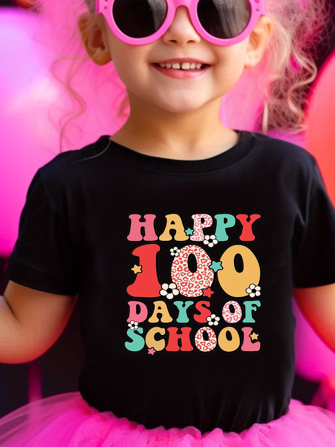 Happy 100 Days School Pattern Outfits Girls Thin Comfy - Temu