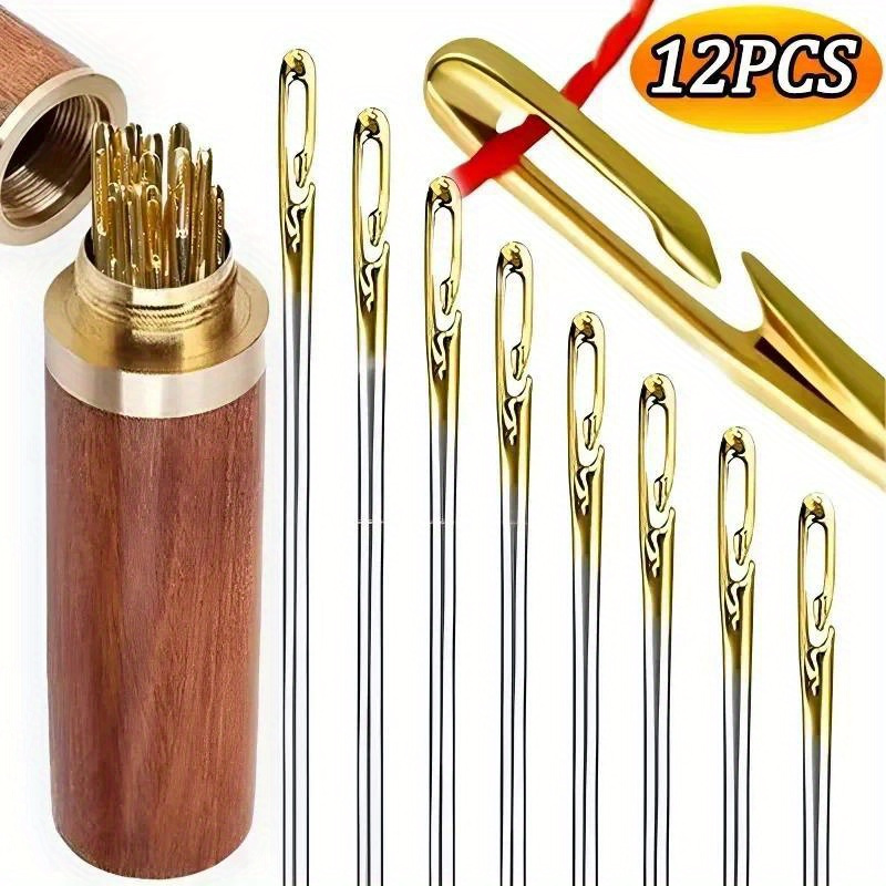 

12pcs Side Holes Blind Needles Sewing Stainless Steel Elderly Needles For Sewing Household Diy Useful Practical Jewelry Beading Threading Needles Accessories