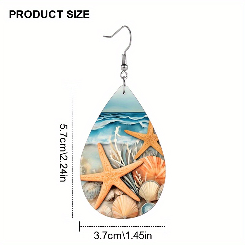 Women's Cute Starfish Shell Ocean Pattern Earrings