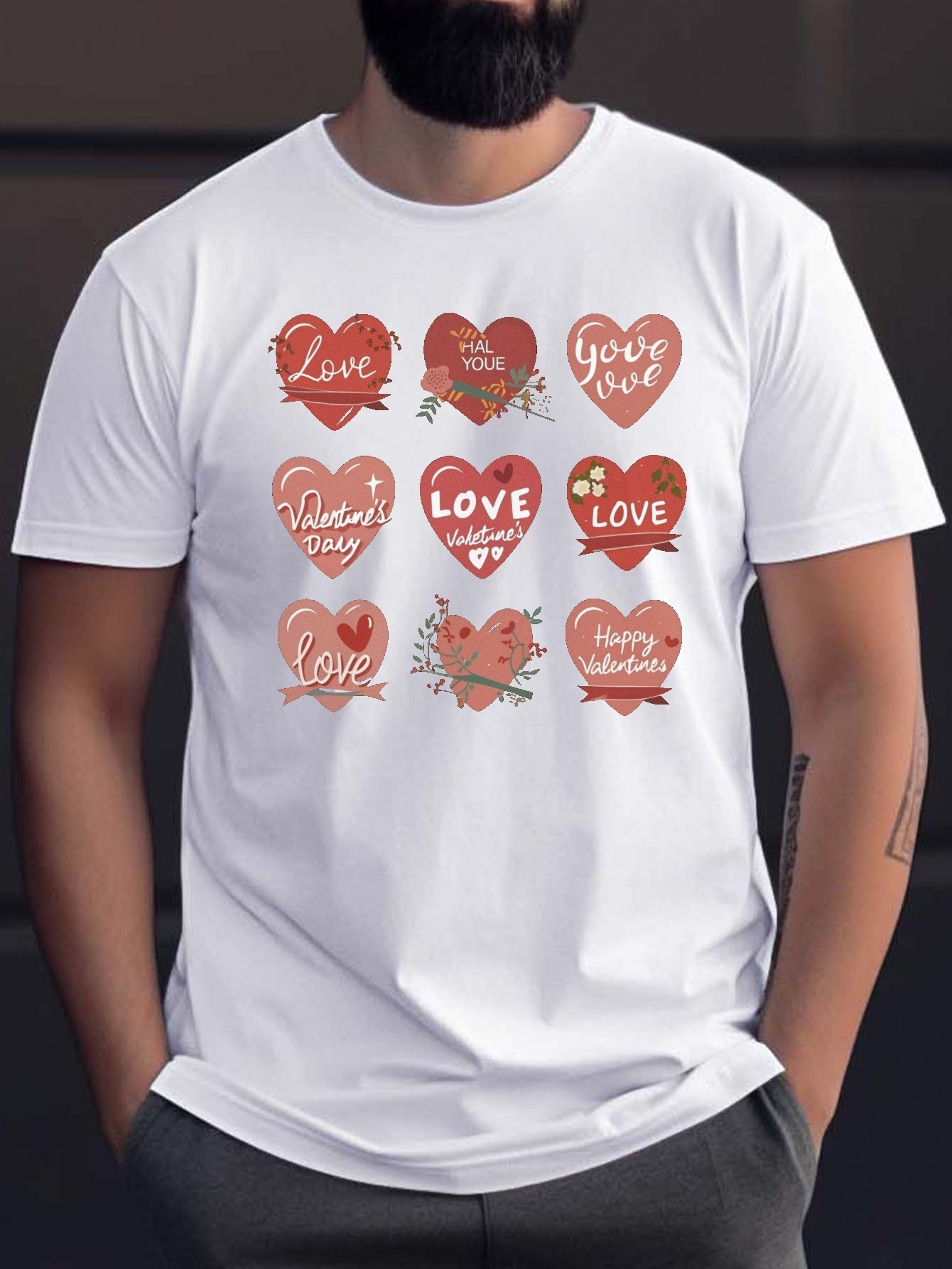 Valentine's Day Love Print T Shirt Tees Men Casual Short - Temu New Zealand