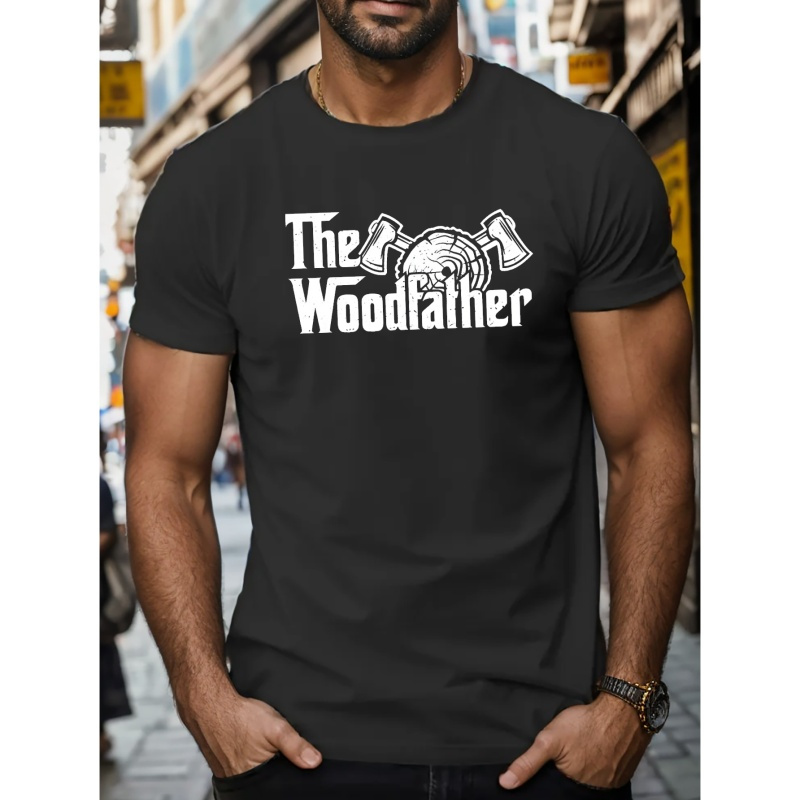 

The Wood Father Print T Shirt, Tees For Men, Casual Short Sleeve T-shirt For Summer