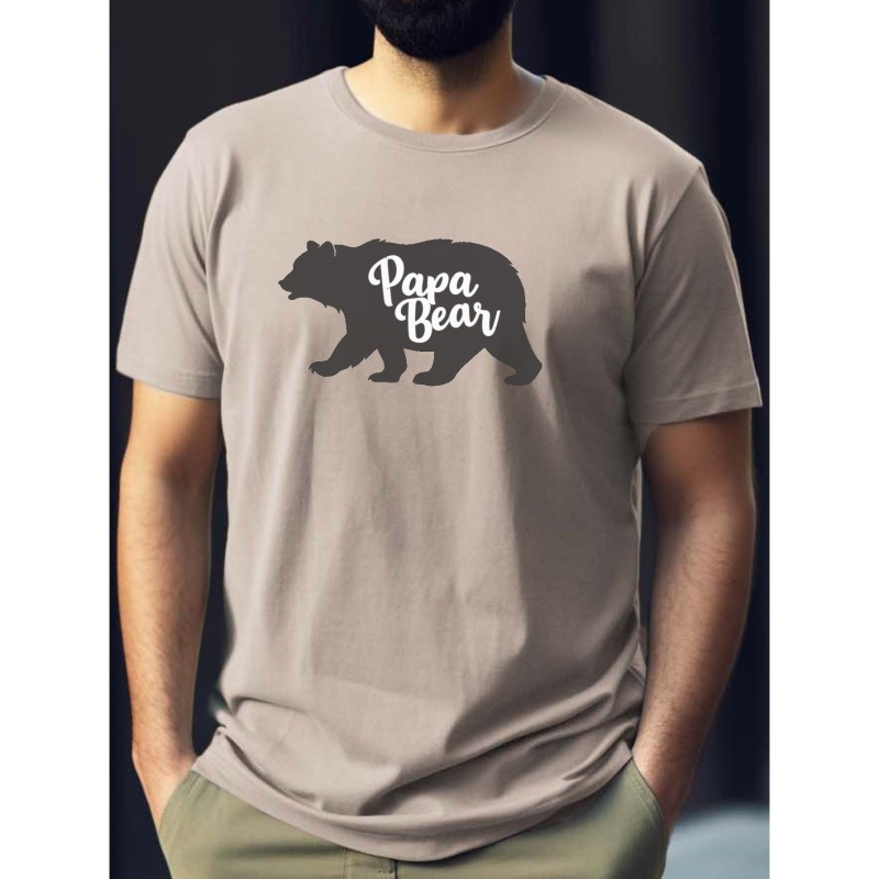 

Papa Bear Print T Shirt, Tees For Men, Casual Short Sleeve T-shirt For Summer