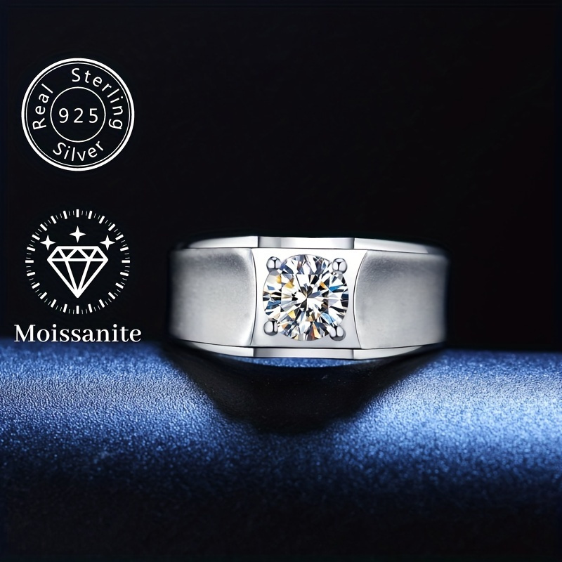 

1.0ct Moissanite 925 Sterling Silver Moissanite Ring For Men Engagement Rings