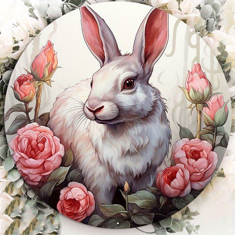 

1pc 8x8inch Aluminum Metal Sign, Easter Bunny, Retro Metal Tin Sign, Wall Hanging, Happy Easter, Decoration Suitable For Home, School, Bar, Garage