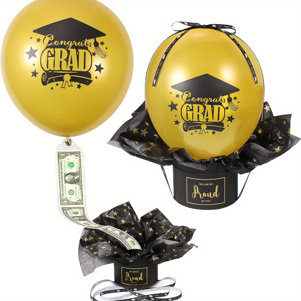 

1pc, Graduation Party Balloon Gift Set - Funny Pull Money Balloon Box Surprise Kit For College High School Class Of 2024 Graduation Gift Party Decoration Supplies