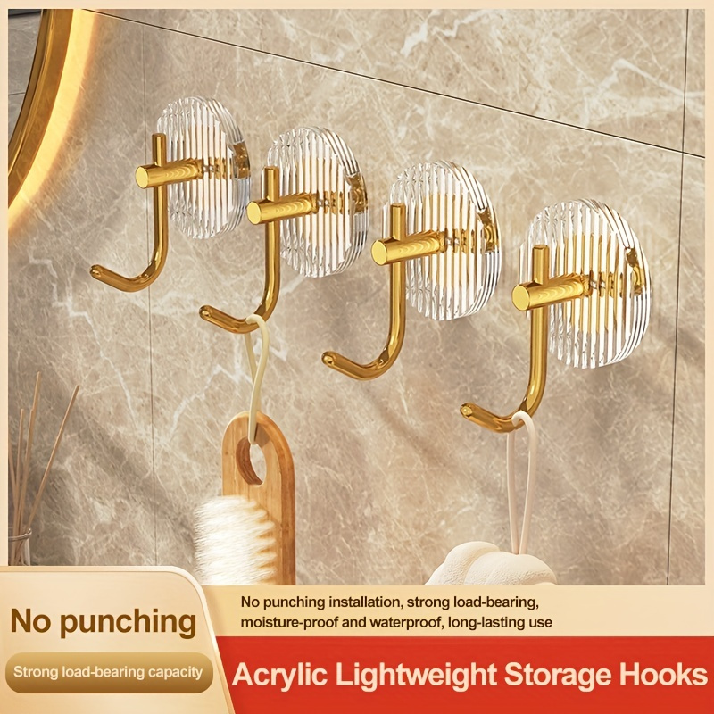 Self Stick Gold Brass Shell Decorative Wall Hooks Towel Rack Coat Hook Bath  Jewelry Key Hangers Hallway Wall Clothes Bags Hook