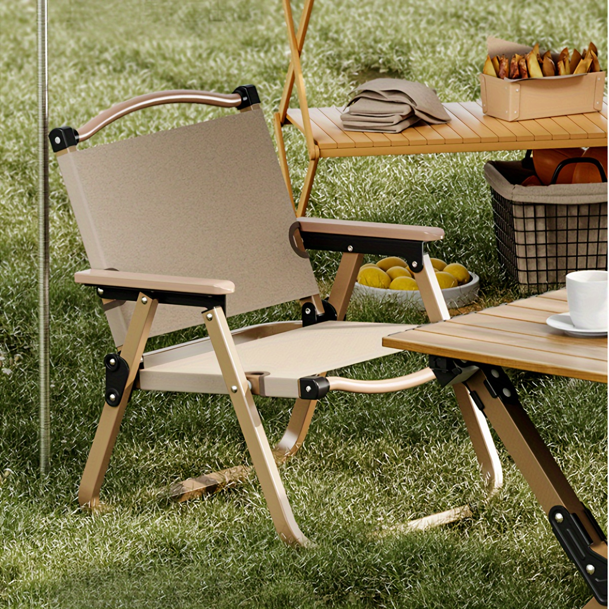 1pc Outdoor Folding Chair, Portable Kermit Chair, Fishing Camping Picnic  Chair, Beach Chairs