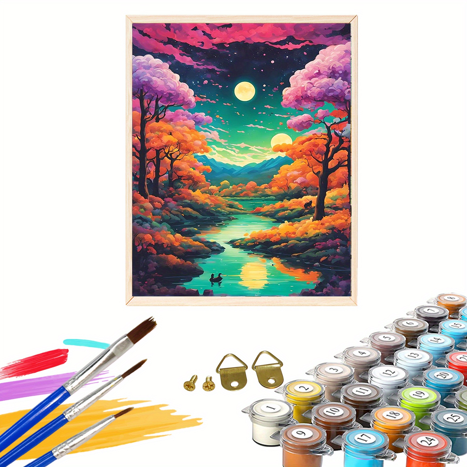 Paint By Number For Adults Beginner Tree And Moon Diy - Temu