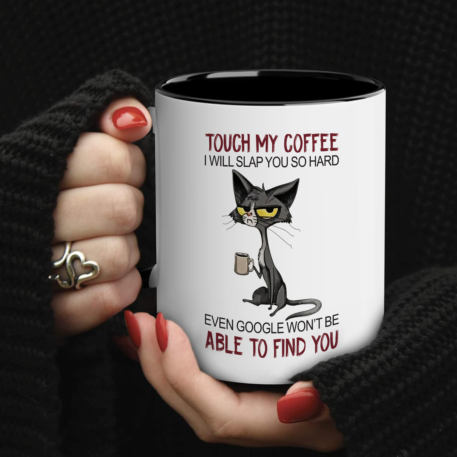 

1pc, 11oz Mug, Cat Coffee Mug, Touch My Coffee Mug I Will Slap You So Hard Mug Cat Drink Coffee Mug Gift For Friend, Sister, Cat Mom, Coffee Drinker, Kitten Owner