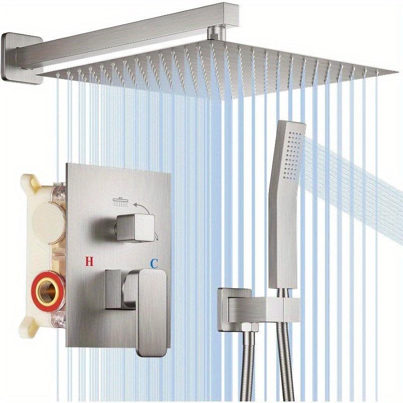 shower set Sistema de ducha de lluvia de lujo, conjunto  combinado de cabezal de ducha de lluvia de alta presión, ducha de mano  multifunción y válvula de grifo de ducha con