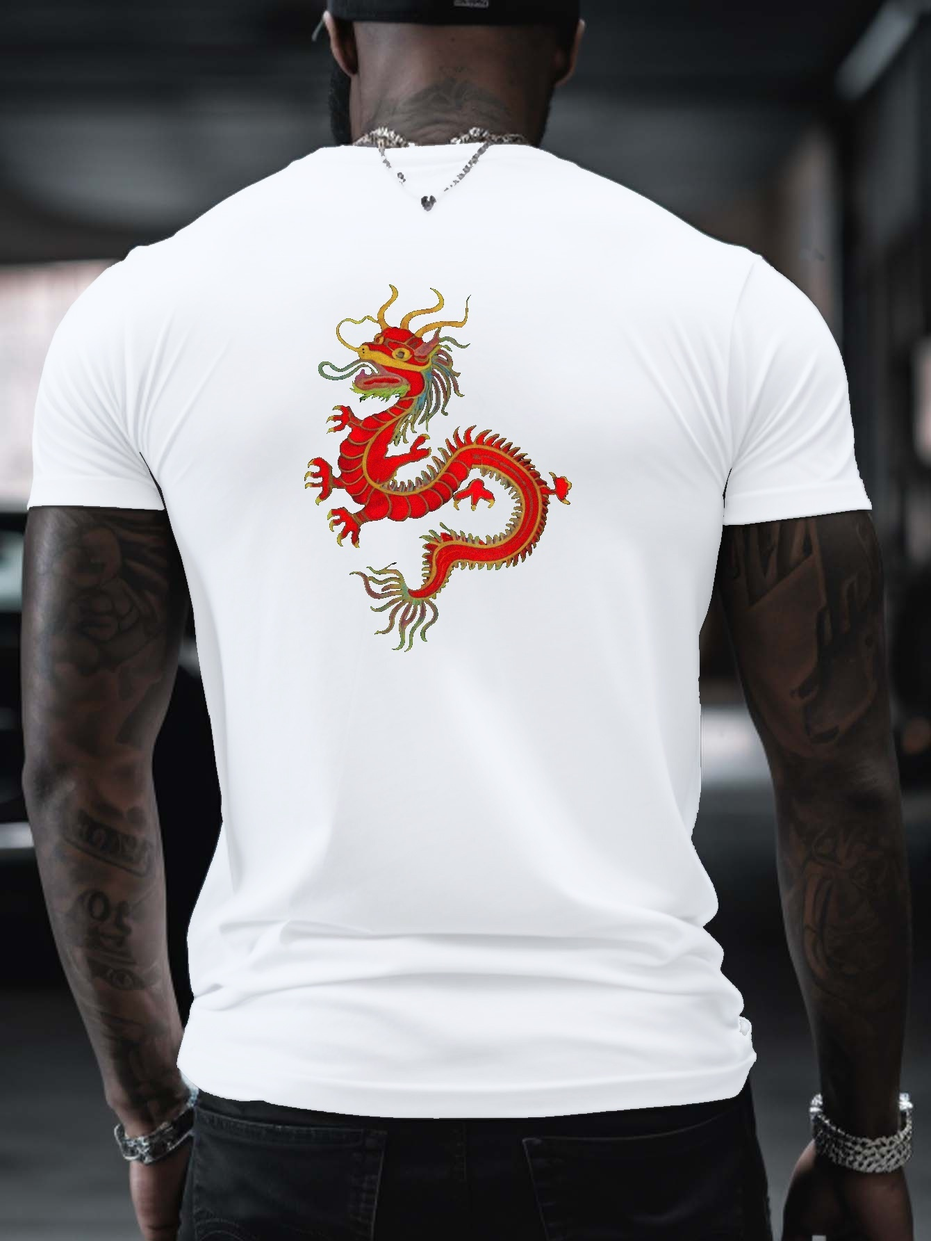 Men's Plus Size Dragon Print Casual Clothing Set Chinese New - Temu
