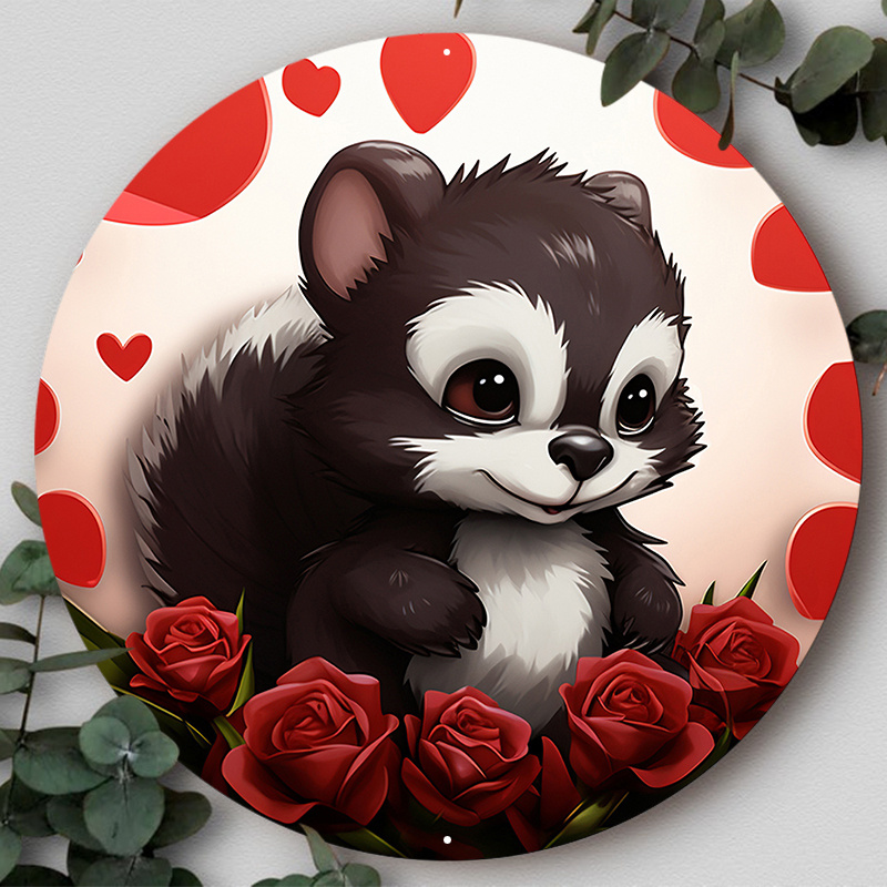 

1pc 8x8inch (20cm X 20cm)aluminum Metal Sign Valentine's Day Sign Little Skunk In Envelope On Valentine's Day, In The Style Of Feminine Lh Suitable For Various Scenarios