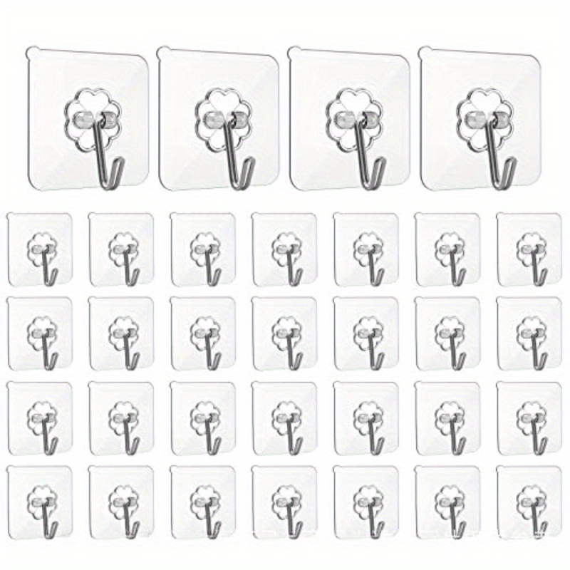 Wall Hooks Transparent Reusable Seamless Hooks Waterproof - Temu