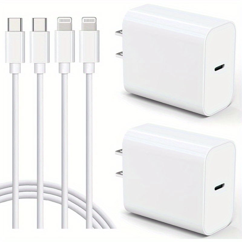Bloque de cargador de pared USB C, paquete de 2 adaptadores de corriente PD  de doble puerto, bloque de carga rápida compatible con iPhone 15/15 Pro/15