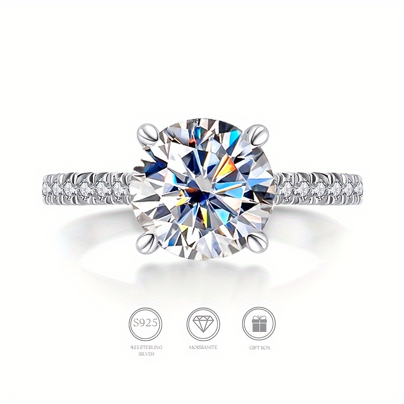 

1/2/3/5/10ct Moissanite Decor Promise Ring, Classic Ring Jewelry For Engagement, Ideal Choice For Gifts