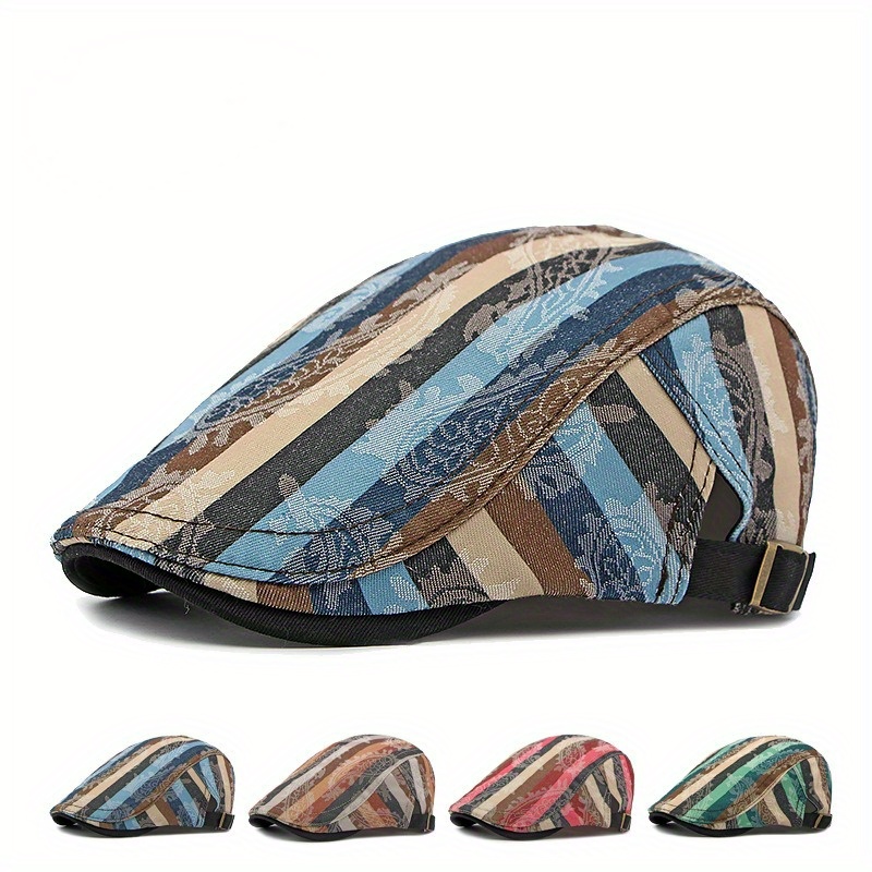 

Vintage Striped Flat Unisex Newsboy Hats For Trendy Ivy Cap For Women Men