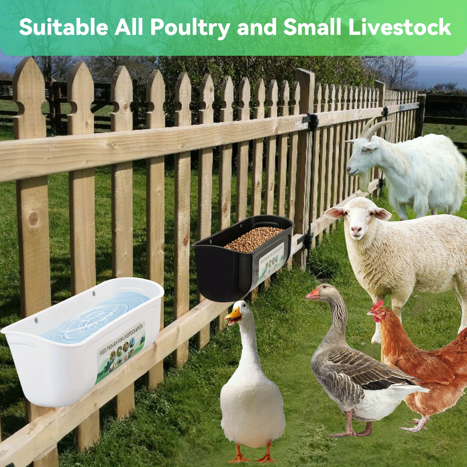 Chicken Feeder Chicken Feed Trough Chicken Feeder and Waterer Poultry Feeder  and Waterer with Hook Chick Feeder for Sheep Deer - AliExpress