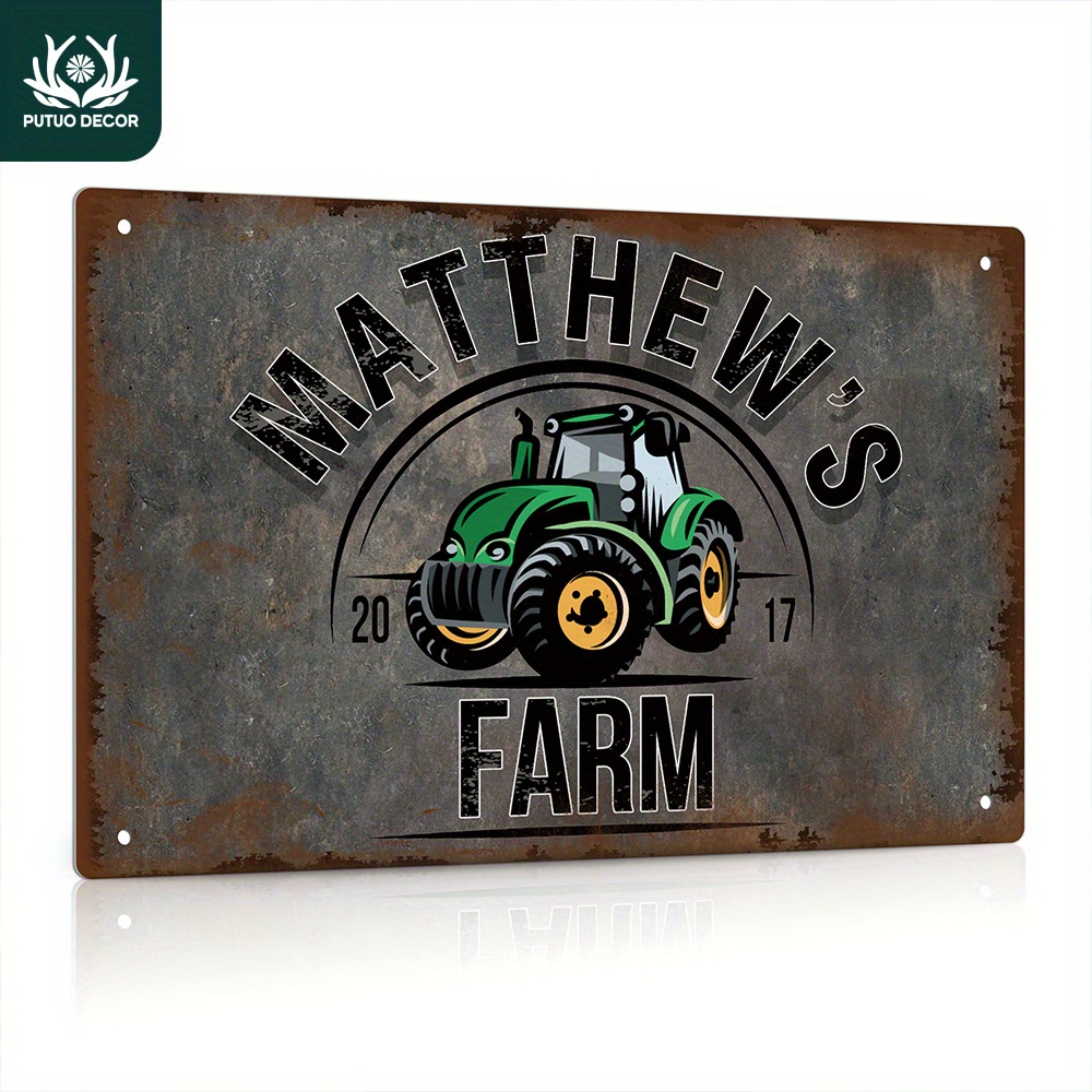 

1pc, Custom Metal Tin Sign, Your Text Farm, Personalized Plaque Vintage Plate Wall Art Decoration For Home Farmhouse Farm, 12x8 Inches Gifts For Friend Family
