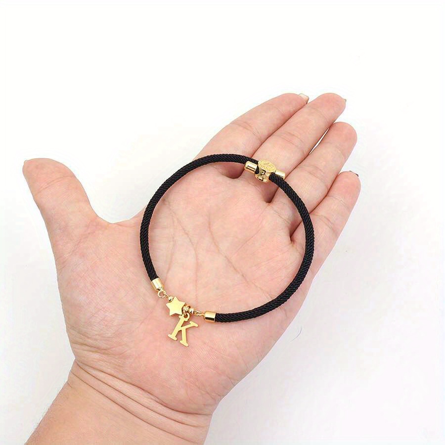 Pulsera Cuerda Negra Trenzada Alfabeto Inglés Diseño Nicho - Temu