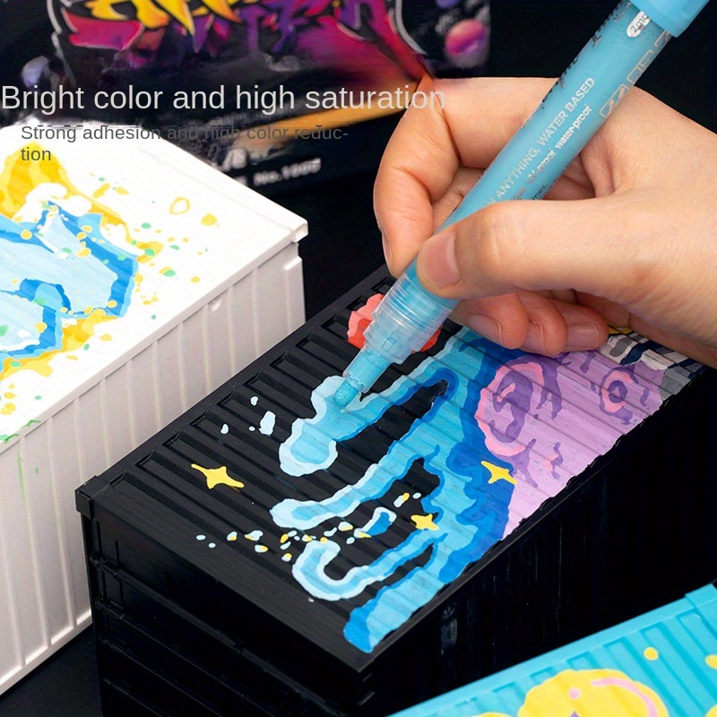 12pcs 12colors 18pcs 18colors Hand Painted Acrylic Marker Set Album Art  Painting Graffiti Pen Water Based Paint Pen Painting Waterproof Signature  Pen - Office & School Supplies - Temu